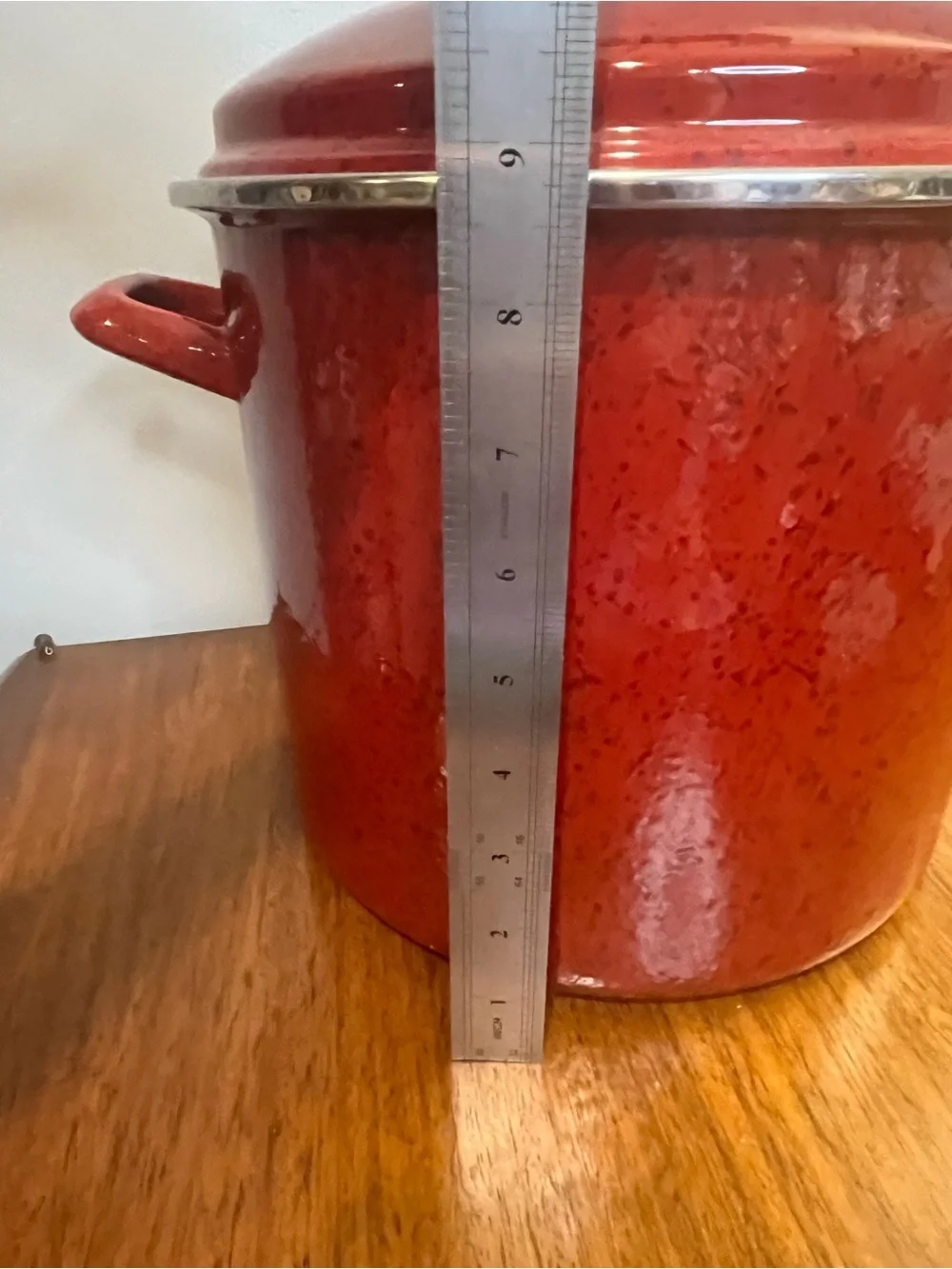 Paula Deen Signature 12 Qt Red Speckled Enamel on Steel Stockpot with Lid